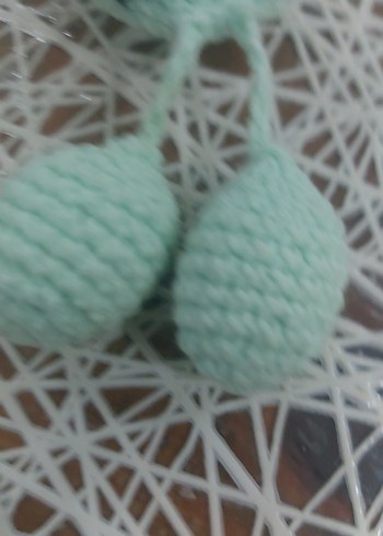 Turkuaz El Örgüsü Kedi Anahtarlığı - Görsel 4