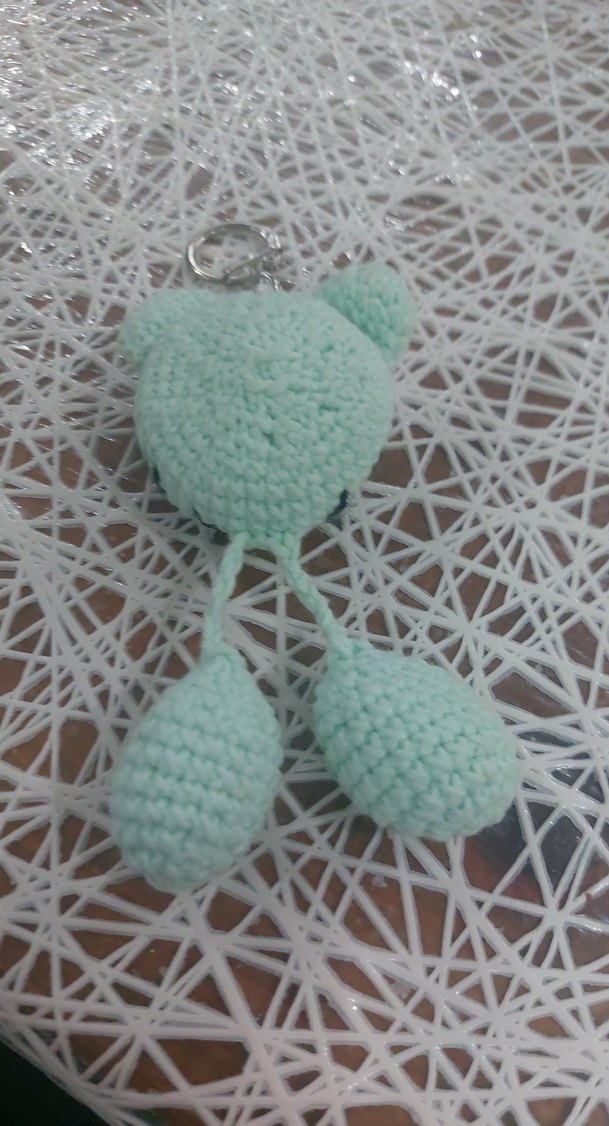 Turkuaz El Örgüsü Kedi Anahtarlığı - Görsel 5