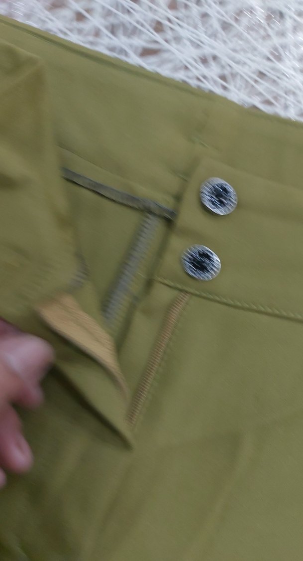 Kadın Haki Kumaş Pantolon Kemerli Midi Boy - Görsel 3