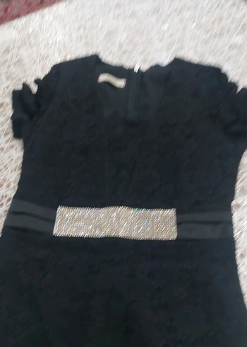 Kemer Detaylı Siyah Uzun Abiye Elbise - Görsel 4