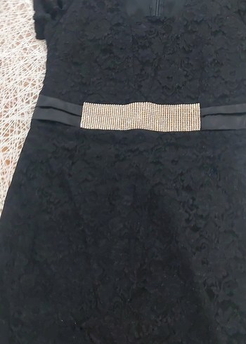 Kemer Detaylı Siyah Uzun Abiye Elbise - Görsel 2