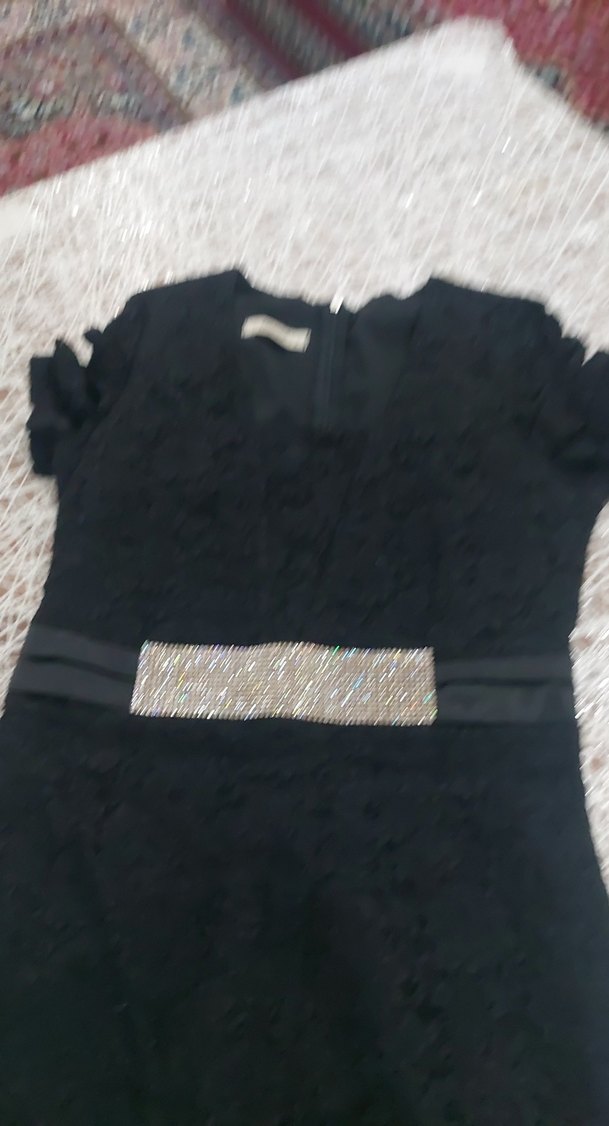 Kemer Detaylı Siyah Uzun Abiye Elbise - Görsel 4