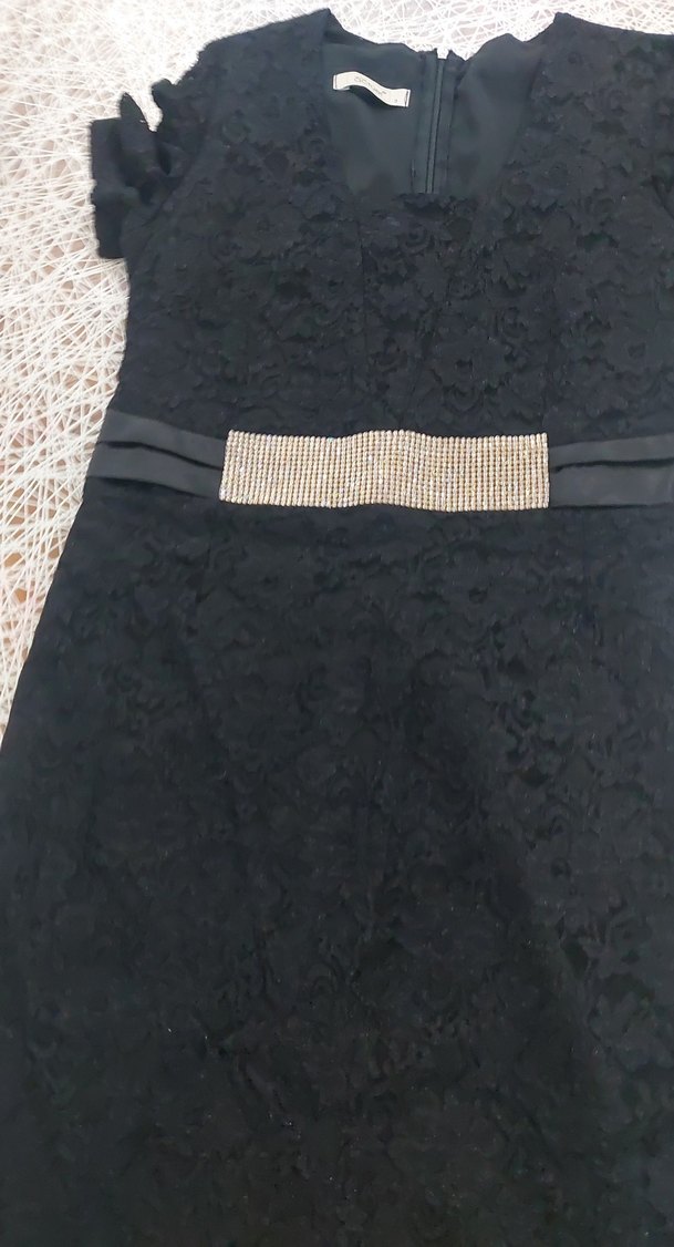 Kemer Detaylı Siyah Uzun Abiye Elbise - Görsel 2