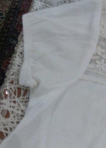 Dantel Detaylı Beyaz Keten Kadın Bluz - Görsel 5