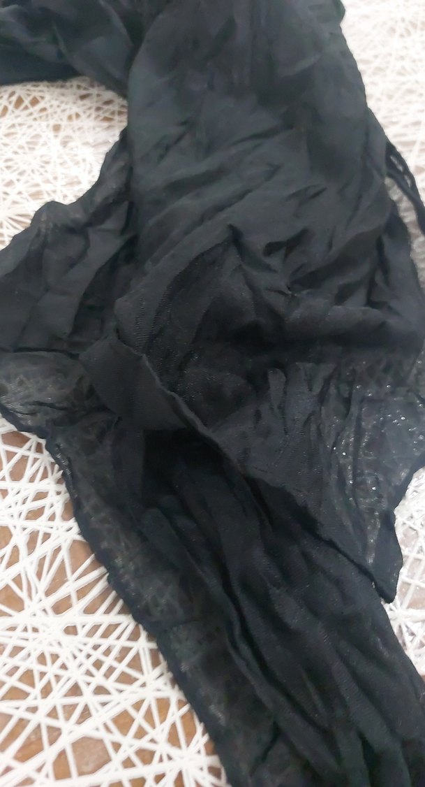 Siyah, Örtülü Kadın İpek Fular - Görsel 2