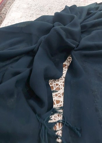 Kadın Lacivert Drapeli Şal - Görsel 3