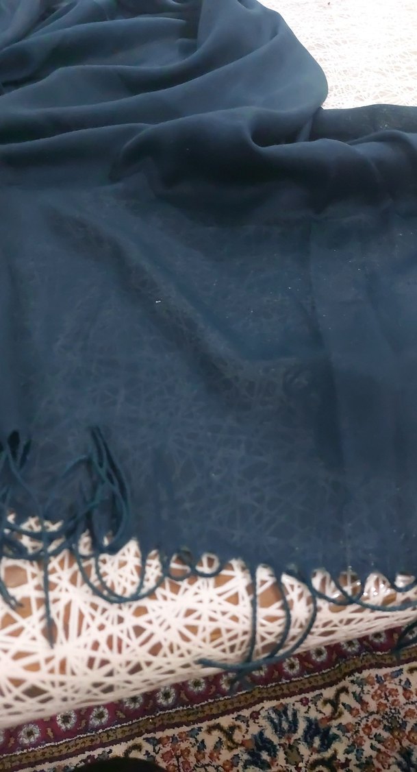 Kadın Lacivert Drapeli Şal - Görsel 2