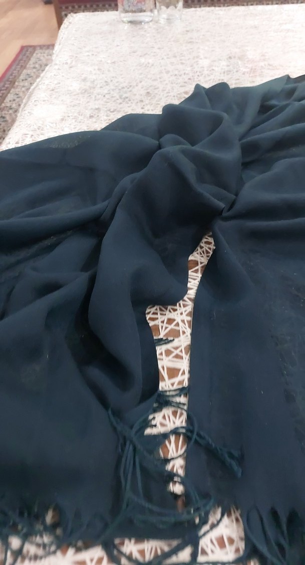 Kadın Lacivert Drapeli Şal - Görsel 3