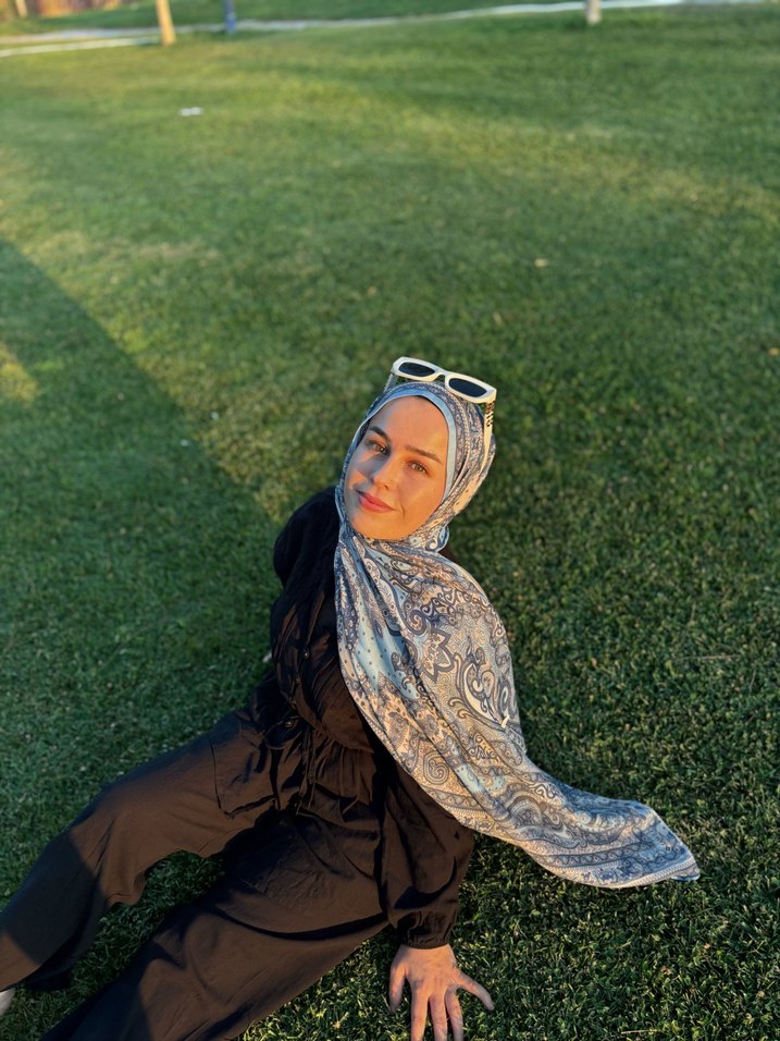 Mavi  Dökümlü Kadın Şal - Görsel 2