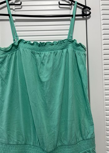 Turkuaz Kadın Kemerli Kısa Tulum - Görsel 3