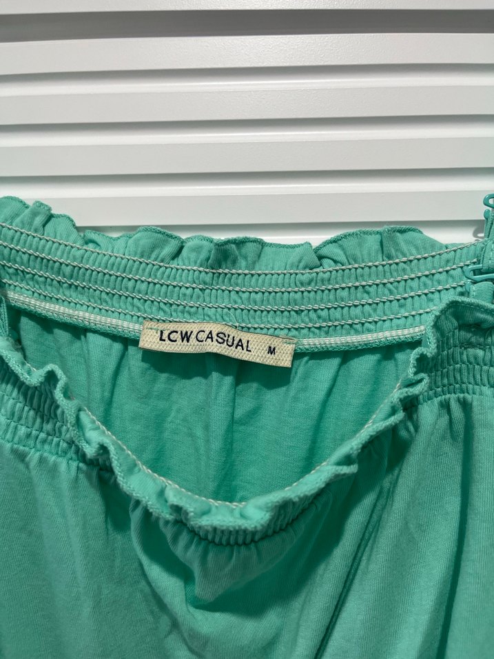 Turkuaz Kadın Kemerli Kısa Tulum - Görsel 5