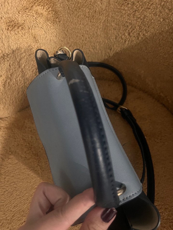 Gri Deri Kadın El Çantası - Görsel 3