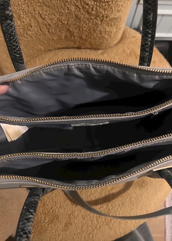 Gri Deri Yılan Desenli Kadın Çanta HM - Görsel 6