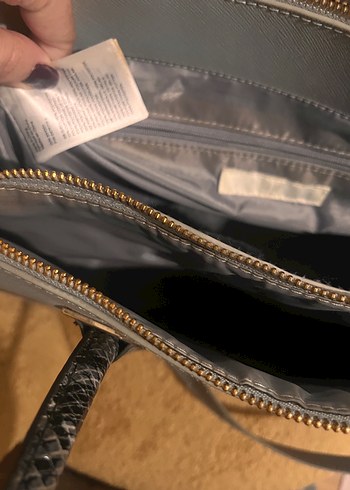 Gri Deri Yılan Desenli Kadın Çanta HM - Görsel 7