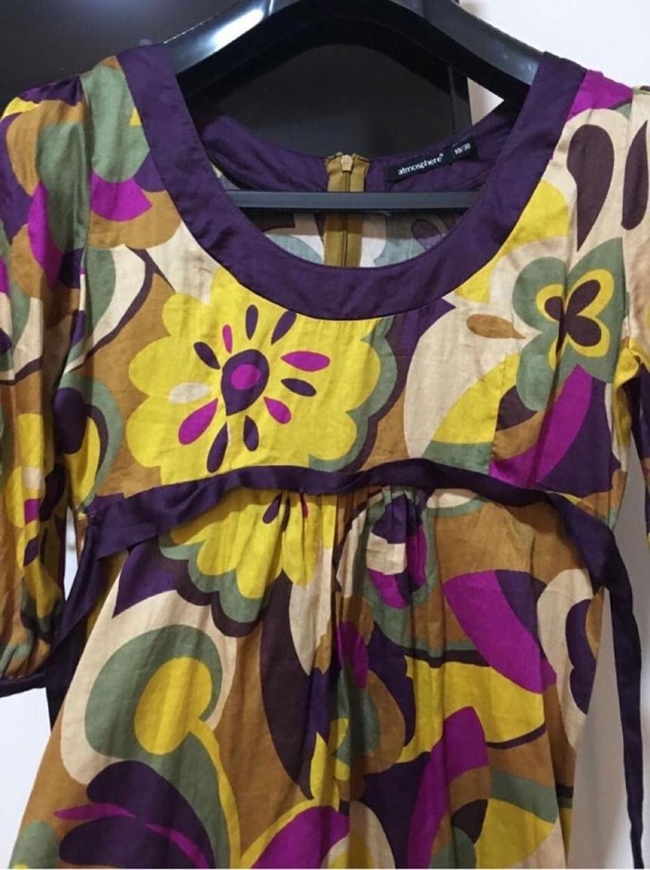 Renkli Bohem Desenli Elbise - Görsel 2