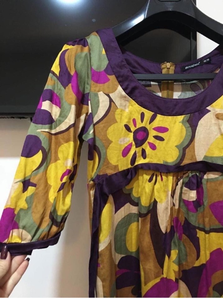 Renkli Bohem Desenli Elbise - Görsel 4