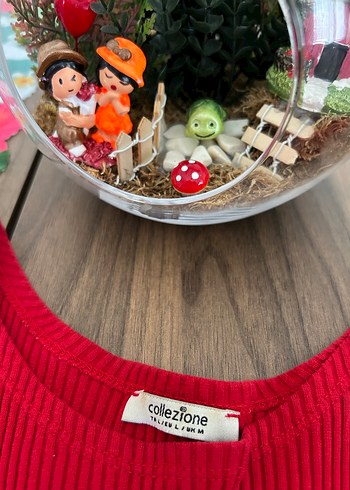 Kırmızı Yüksek Yakalı Kadın Triko Elbise - Görsel 5