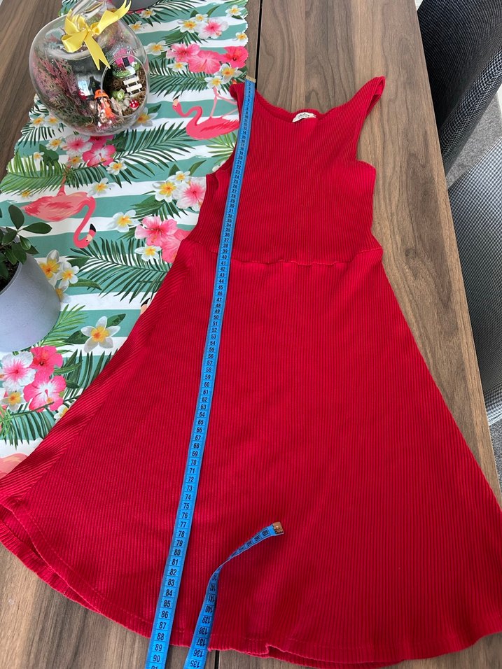 Kırmızı Yüksek Yakalı Kadın Triko Elbise - Görsel 4