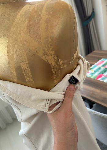 Beyaz Askılı Uzun Keten Elbise - Görsel 7