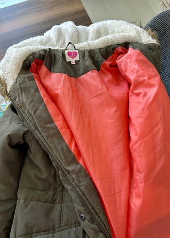 Peluş Detaylı Haki Kadın Mont - Görsel 5