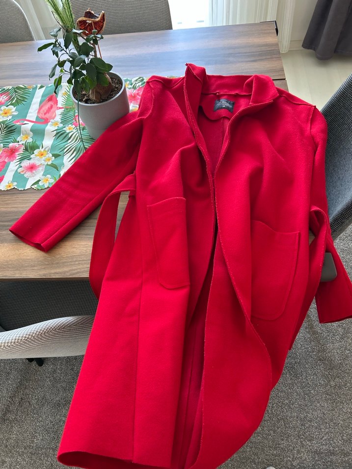 Kuşaklı Uzun Kesim Kadın Kaban Kaşe - Görsel 5