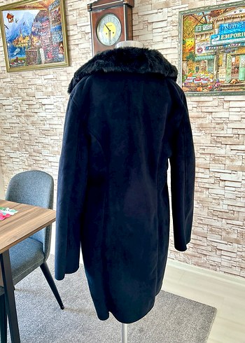 Siyah Süet Uzun Kürklü Kaban - Görsel 5