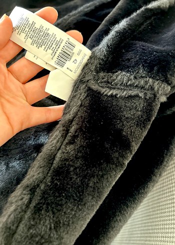 Siyah Süet Uzun Kürklü Kaban - Görsel 9