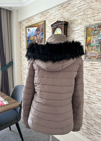 Kürklü Bej Kadın Kışlık Mont - Görsel 8