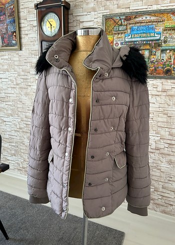 Kürklü Bej Kadın Kışlık Mont - Görsel 6