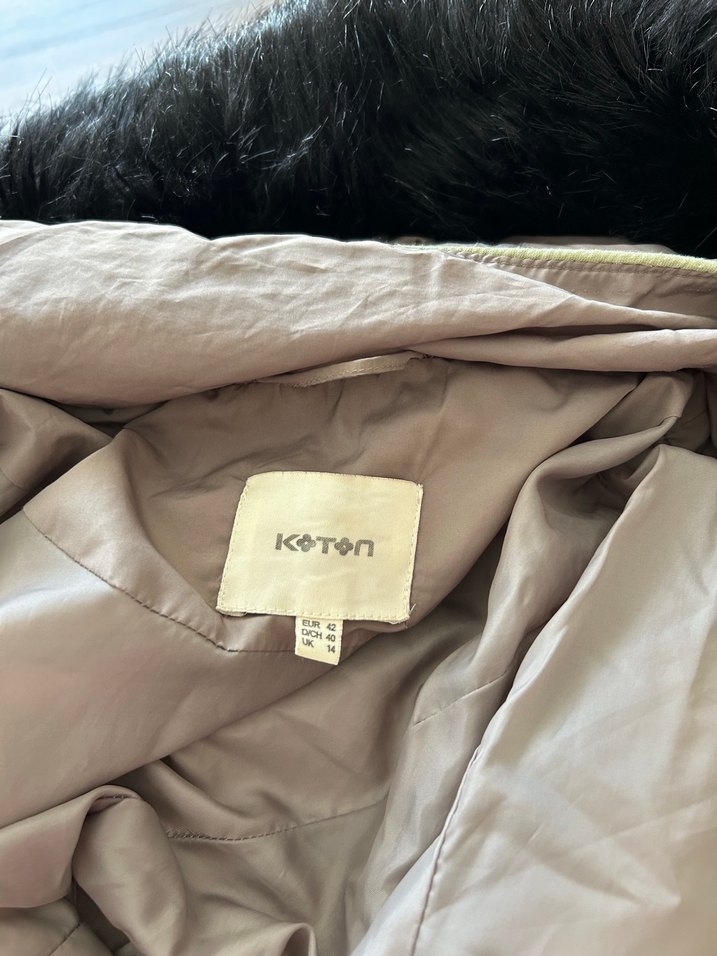 Kürklü Bej Kadın Kışlık Mont - Görsel 4