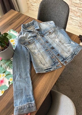 Düğmeli Mavi Kadın Kot Ceket - Görsel 6