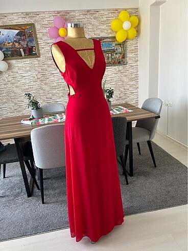 Bel Dekolteli Uzun Gece Elbisesi - Görsel 8