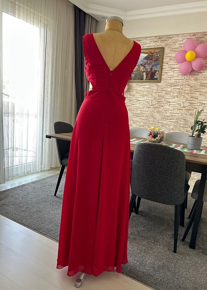 Bel Dekolteli Uzun Gece Elbisesi - Görsel 4