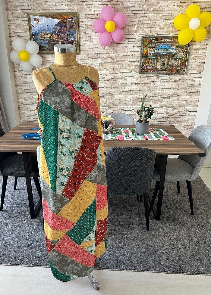 İnce Askılı Uzun Elbise - Görsel 2