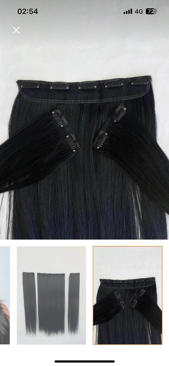 Siyah Düz Sentetik Saç Uzatmaları - Görsel 2