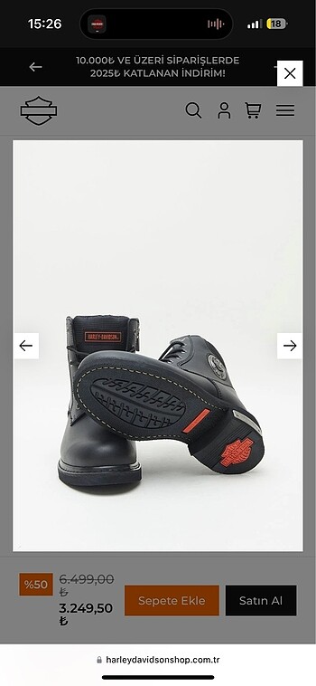 41 Beden siyah Renk Harley Davidson Erkek Bot