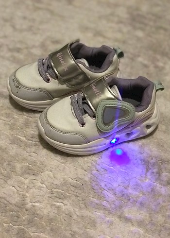 Kız Çocuk Gri Cırtcırtlı Spor Ayakkabı - Görsel 3