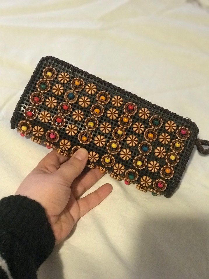 Boncuk İşlemeli Bohem Kadın Portföy Cüzdan - Görsel 2