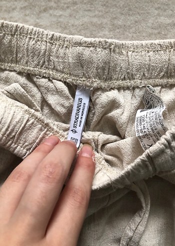 Stradivarius Kadın Bej Keten Salaş Pantolon