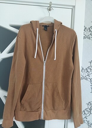 s Beden H&M marka hardal rengi kapşonlu sweatshirt