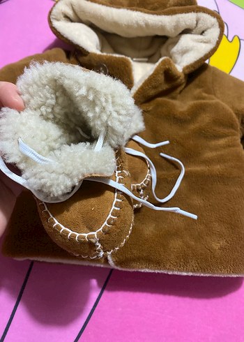 Kahverengi Kürklü Bebek Tulumu ve Patik - Görsel 5