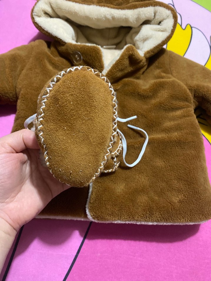 Kahverengi Kürklü Bebek Tulumu ve Patik - Görsel 4