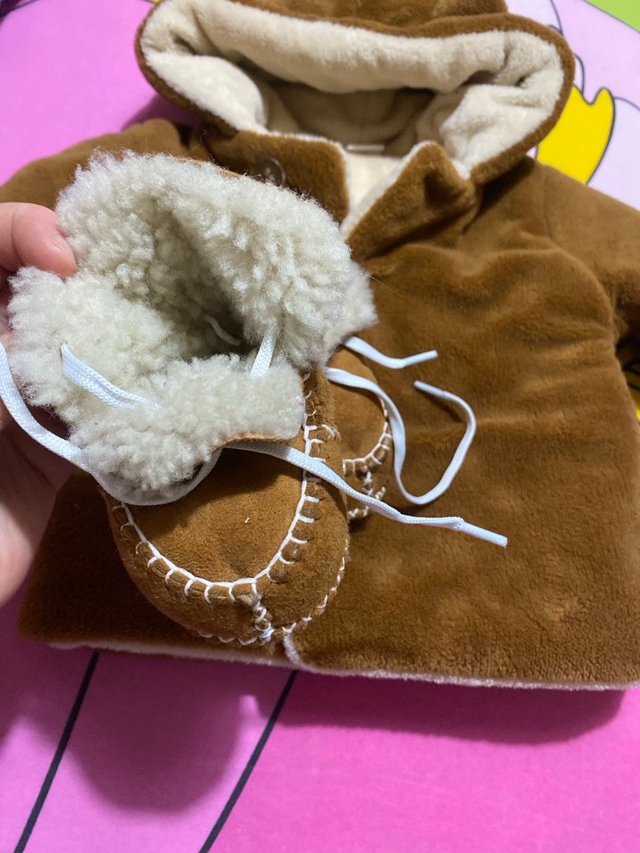 Kahverengi Kürklü Bebek Tulumu ve Patik - Görsel 5