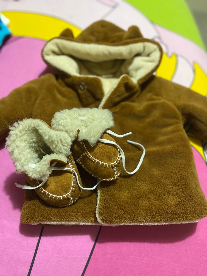 Kahverengi Kürklü Bebek Tulumu ve Patik - Görsel 2