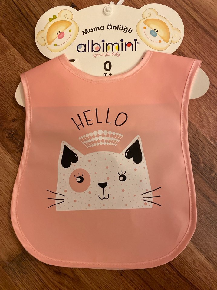 Pembe Baskılı Bebek Mama Önlüğü - Görsel 2