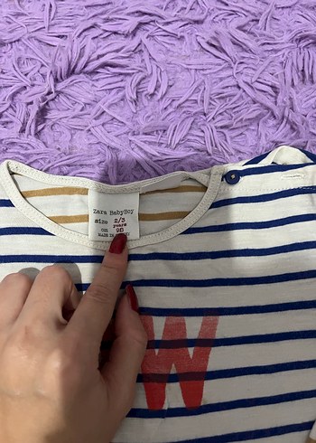 Çizgili Pamuklu Uzun Kollu Tişört - Görsel 2