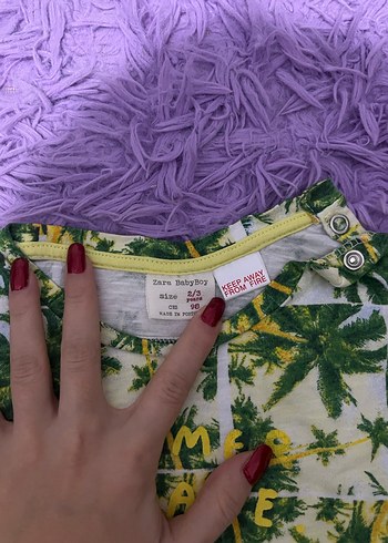 Kız Çocuk Palmiye Desenli Kısa Kollu Tişört - Görsel 3