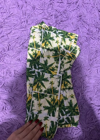 Kız Çocuk Palmiye Desenli Kısa Kollu Tişört - Görsel 2