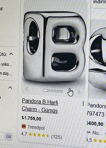 B harfli Pandora charm