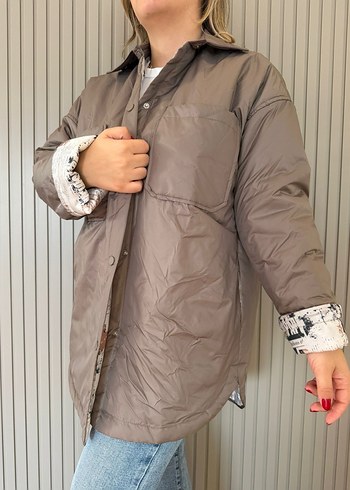 Çıtçıtlı bej Midi Kadın Kış Ceketi - Görsel 3